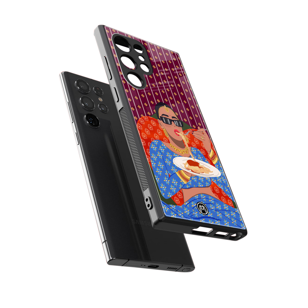 foodie queen back phone cover | glass case for samsung galaxy s23 ultra