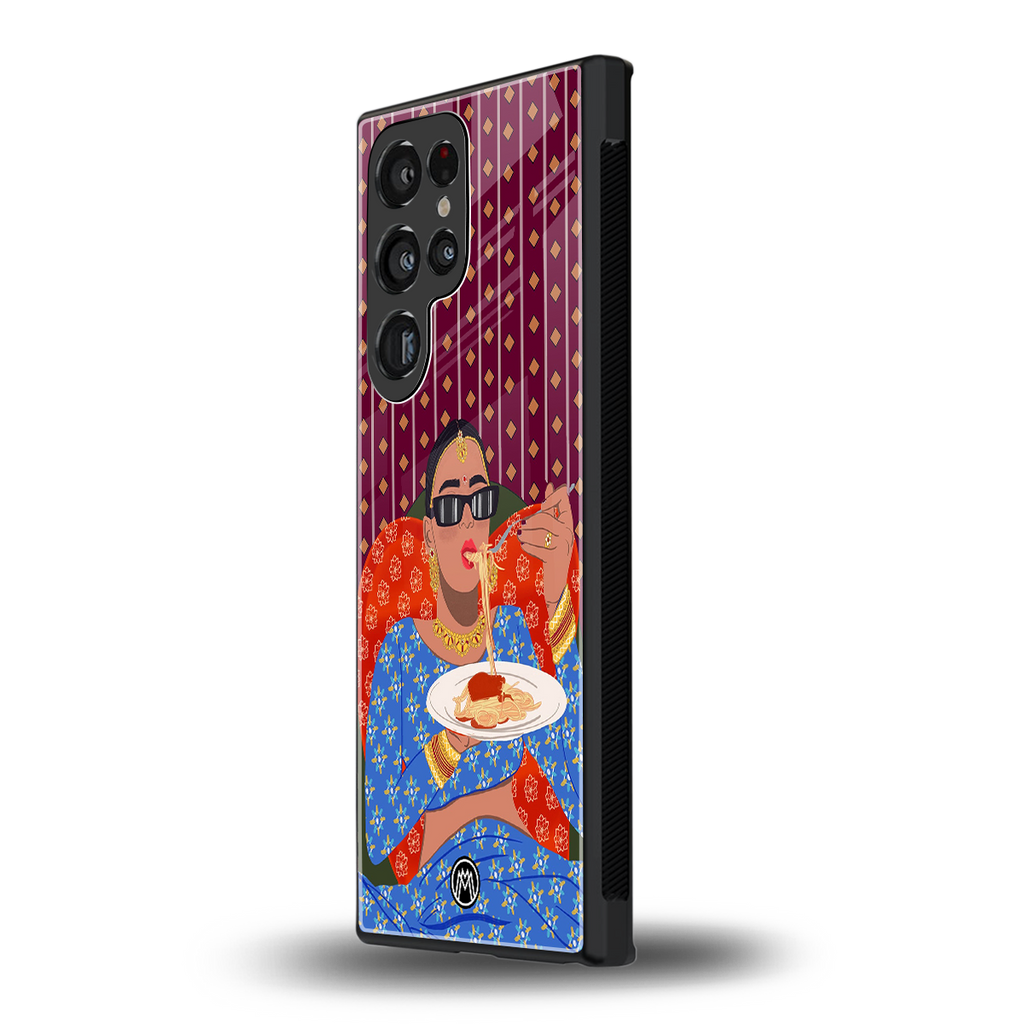 foodie queen back phone cover | glass case for samsung galaxy s23 ultra
