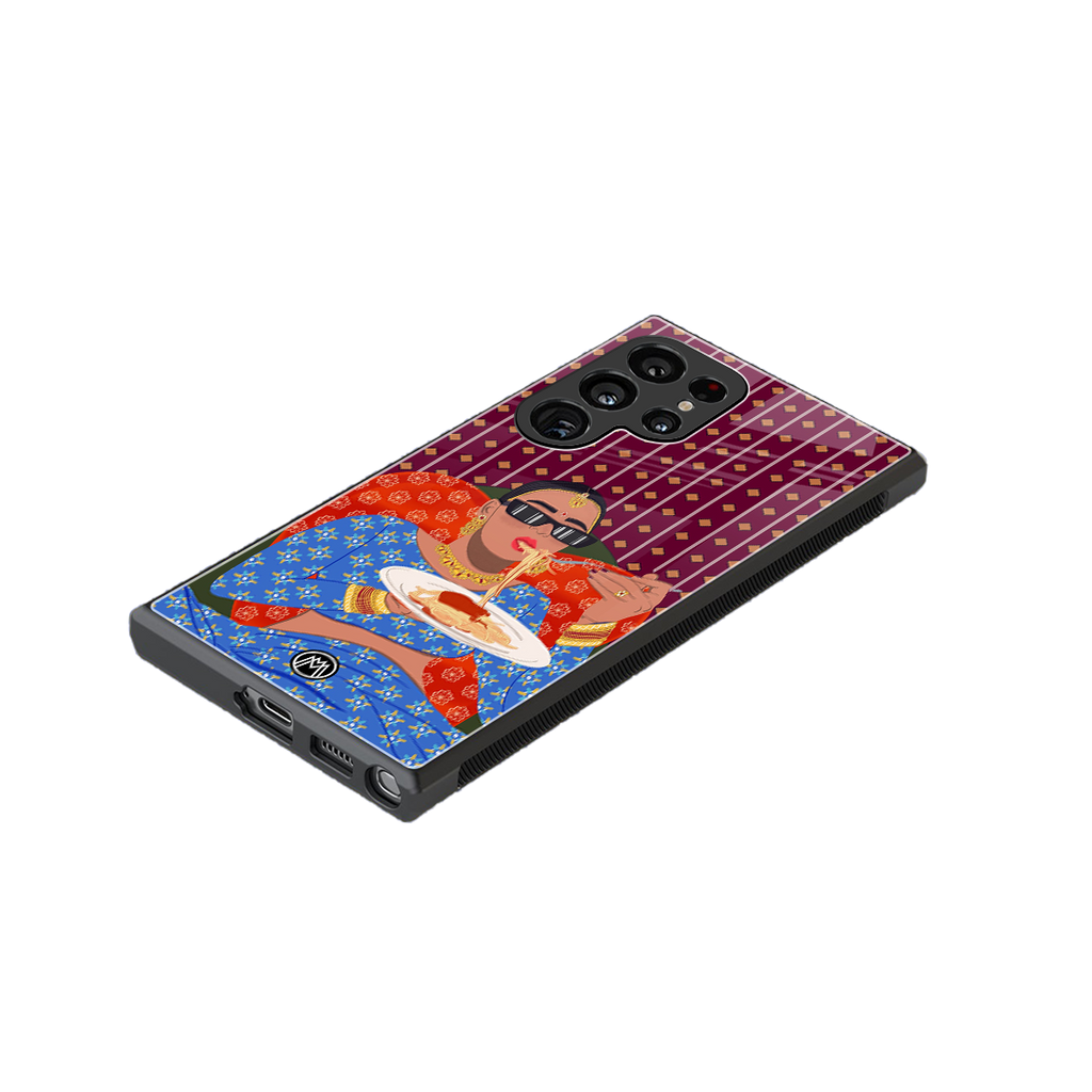 foodie queen back phone cover | glass case for samsung galaxy s23 ultra
