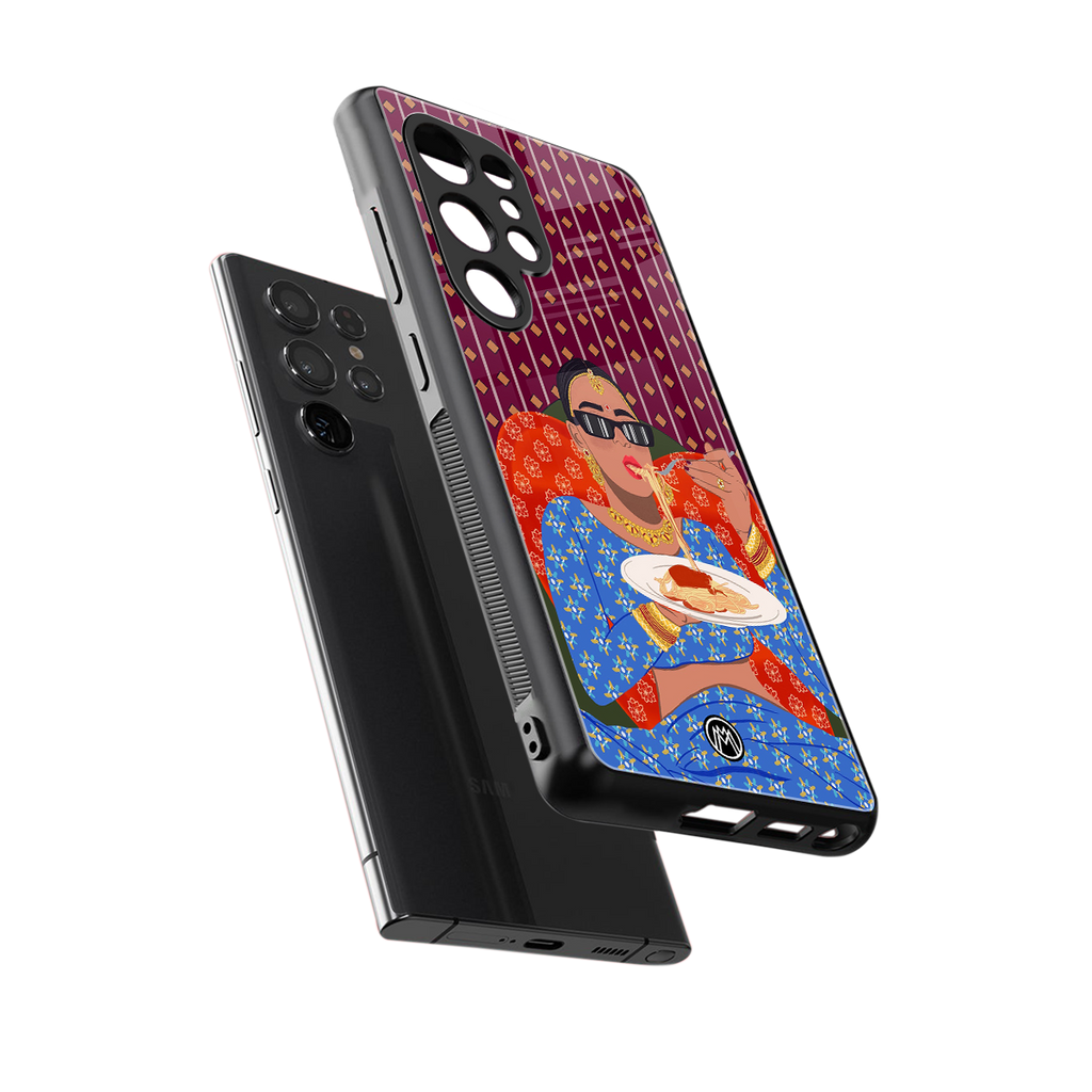 foodie queen back phone cover | glass case for samsung galaxy s25 ultra