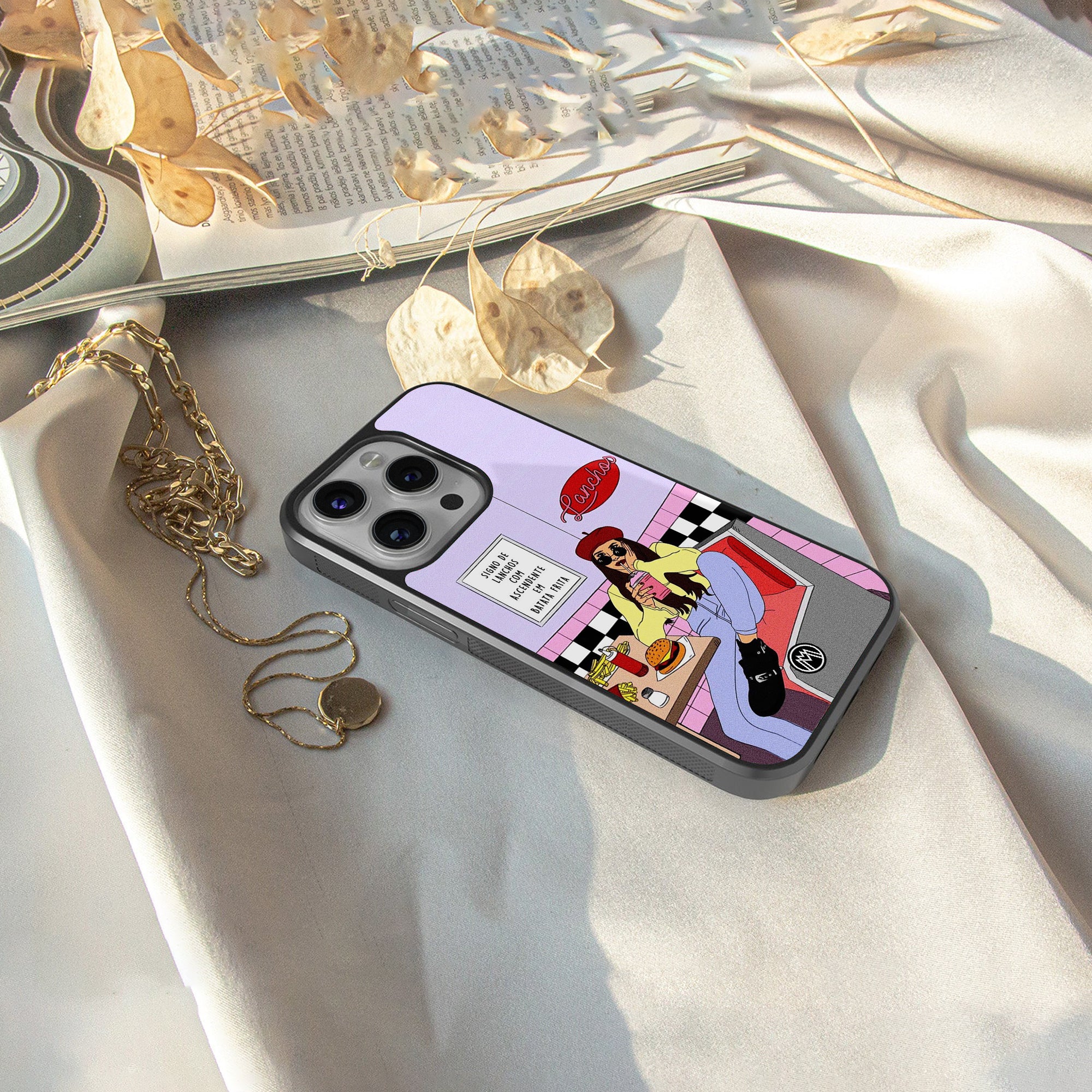 foodie diner back phone cover | glass case for iphone 16 pro max