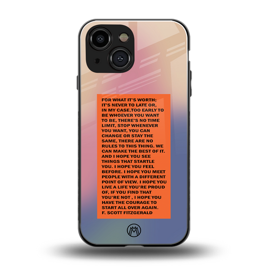 for what it's worth back phone cover | glass case for iphone 13 mini
