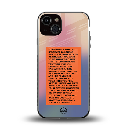 for what it's worth back phone cover | glass case for iphone 13