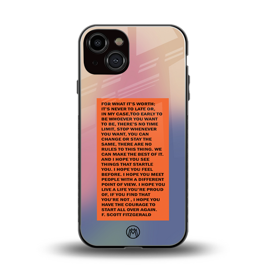 for what it's worth back phone cover | glass case for iphone 13