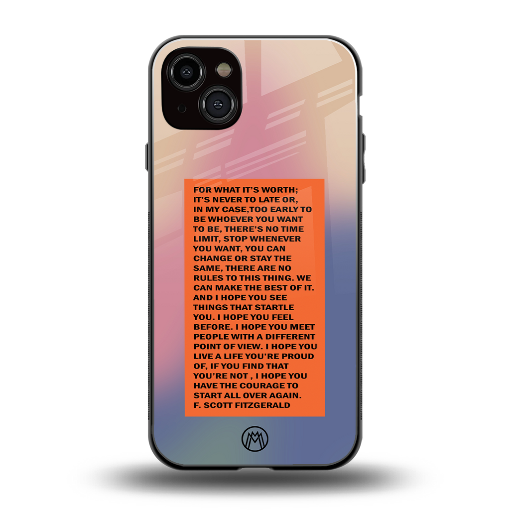 for what it's worth back phone cover | glass case for iphone 14 plus