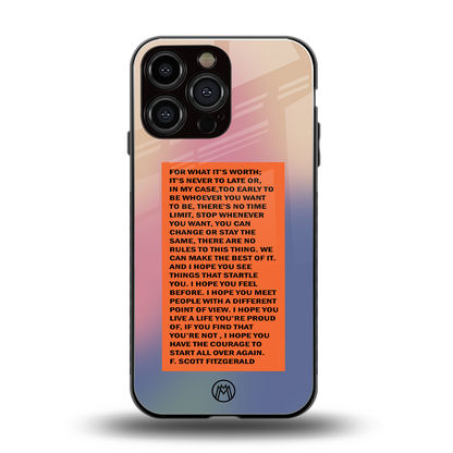 for what it's worth back phone cover | glass case for iphone 14 pro max