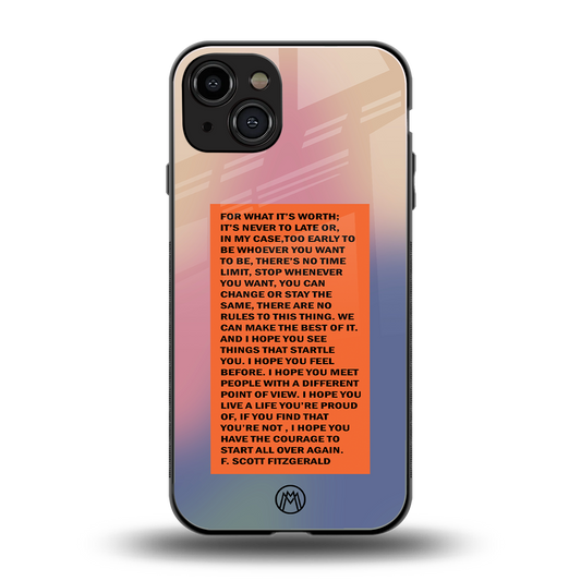 for what it's worth back phone cover | glass case for iphone 15