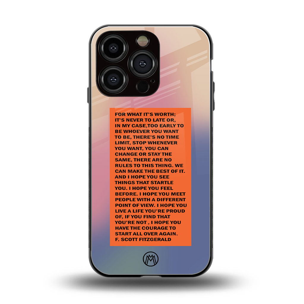 for what it's worth back phone cover | glass case for iphone 16 pro