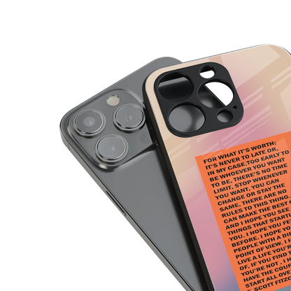 for what it's worth back phone cover | glass case for iphone 16