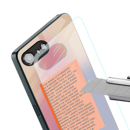 for what it's worth back phone cover | glass case for iphone 16e