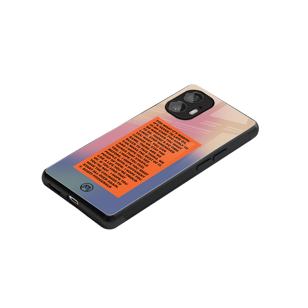 for what it's worth back phone cover | glass case for nothing phone 2