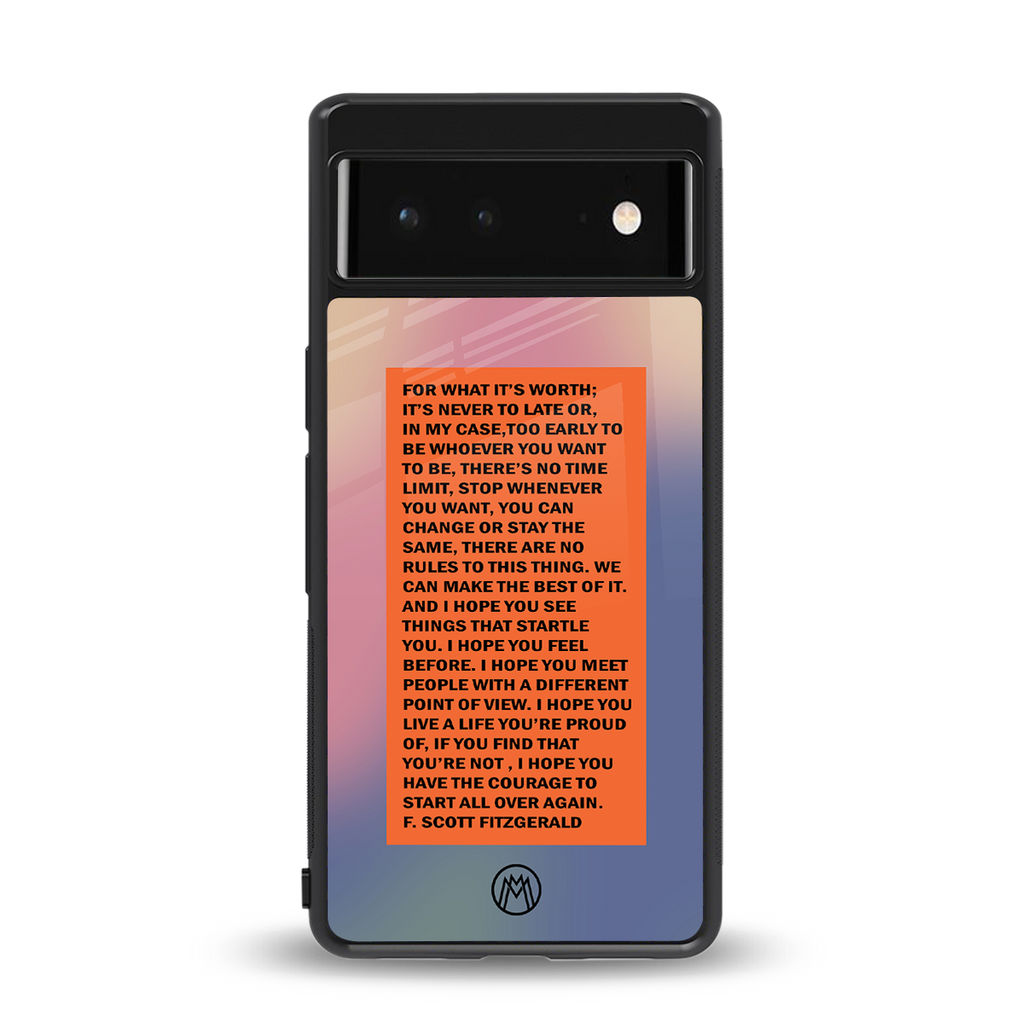 for what it's worth back phone cover | glass case for Google Pixel 6A