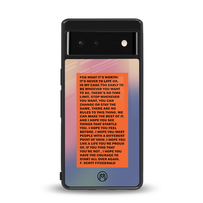 for what it's worth back phone cover | glass case for Google Pixel 6A