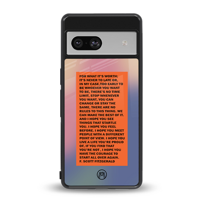 for what it's worth back phone cover | glass case for Google Pixel 7A