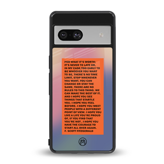 for what it's worth back phone cover | glass case for Google Pixel 7A