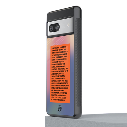 for what it's worth back phone cover | glass case for Google Pixel 7A