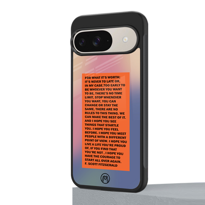 for what it's worth back phone cover | glass case for google pixel 9