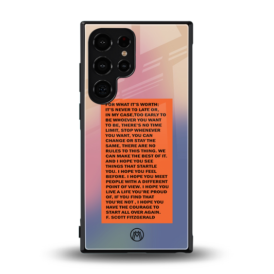 for what it's worth back phone cover | glass case for samsung galaxy s24 ultra