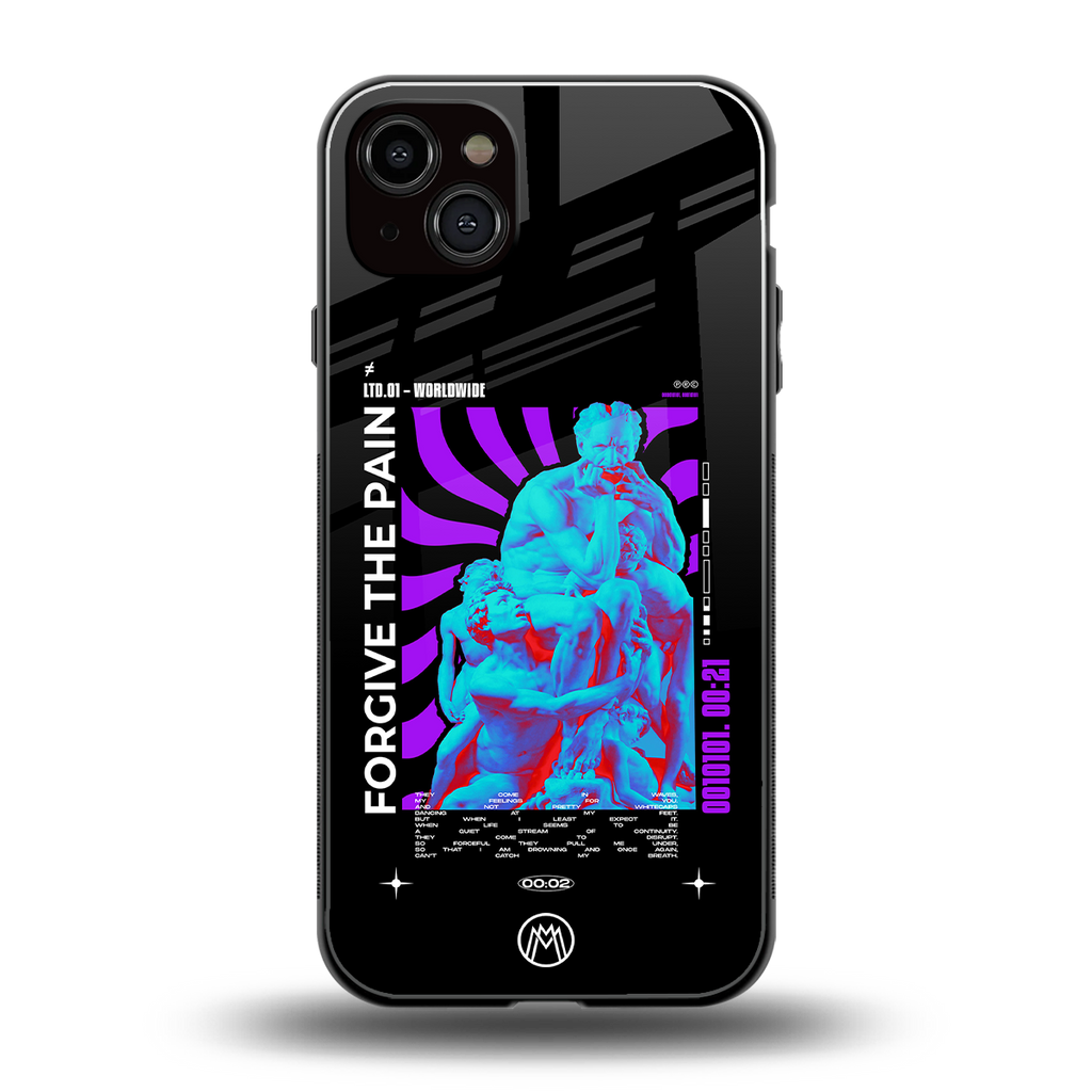 forgive the pain back phone cover | glass case for iphone 14 plus