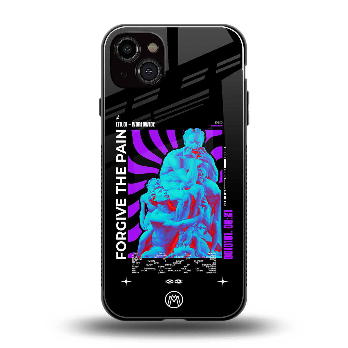 forgive the pain back phone cover | glass case for iphone 14 plus