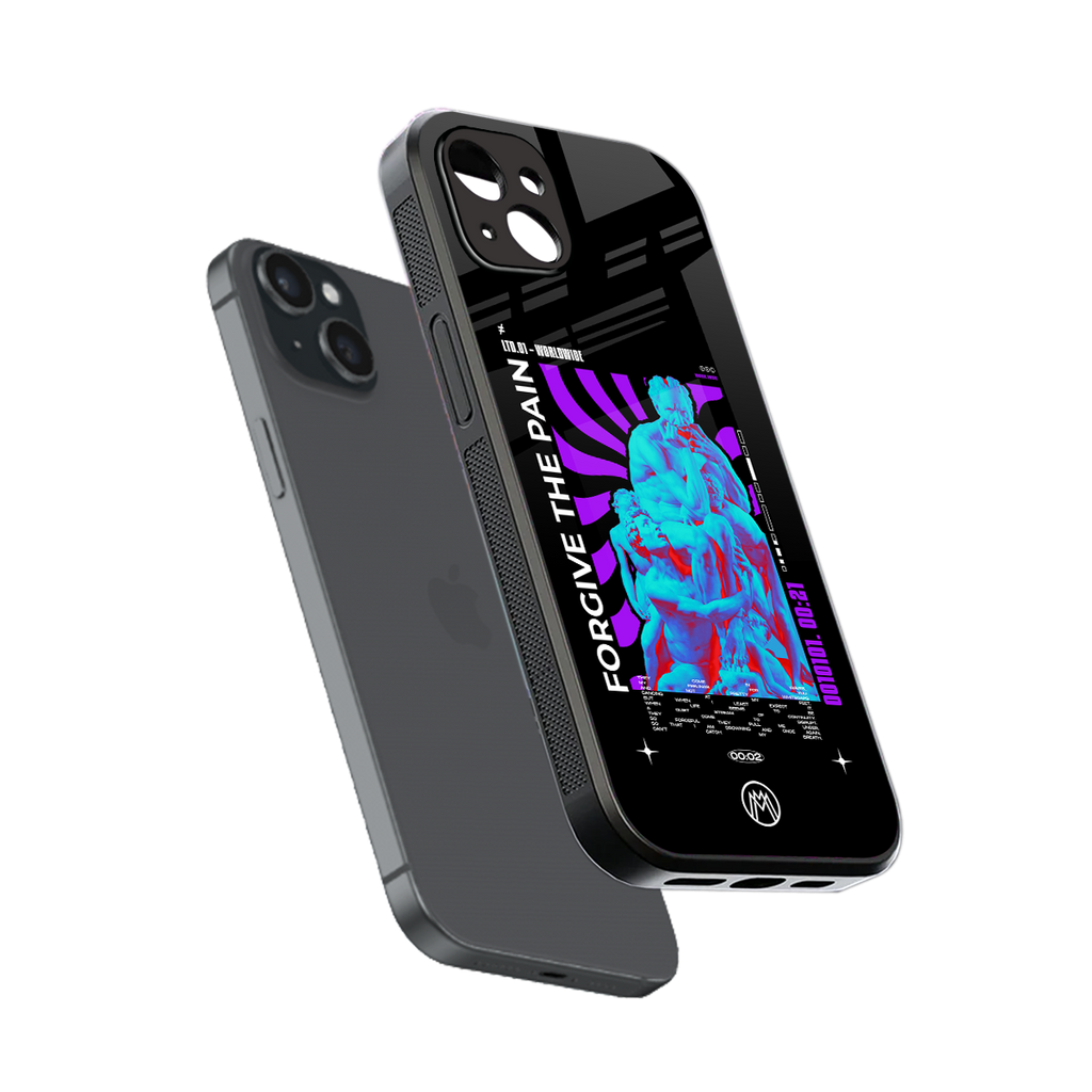 forgive the pain back phone cover | glass case for iphone 15 plus