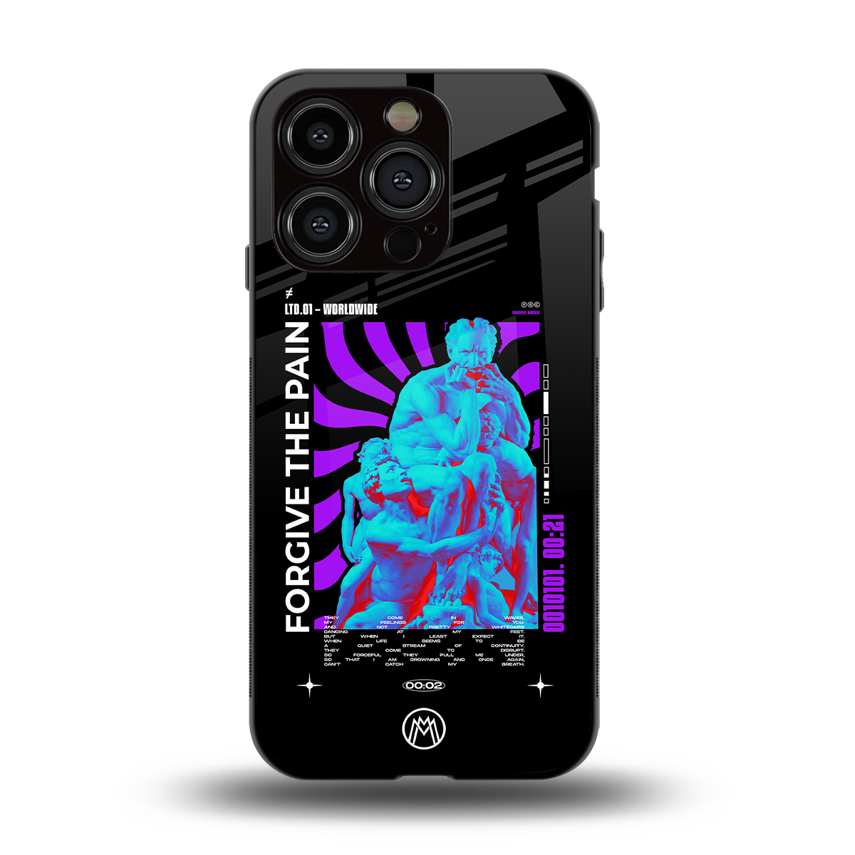 forgive the pain back phone cover | glass case for iphone 15 pro