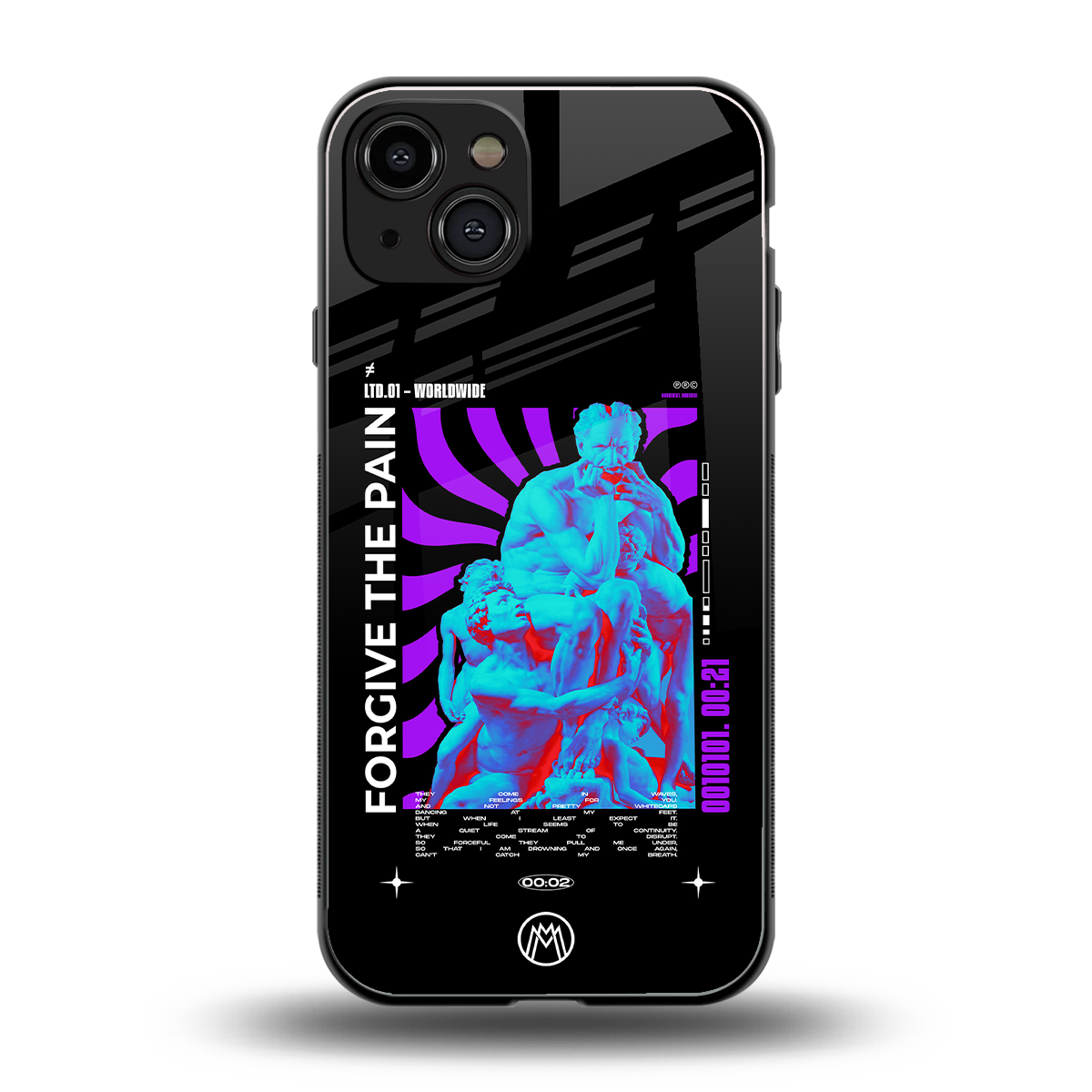 forgive the pain back phone cover | glass case for iphone 15