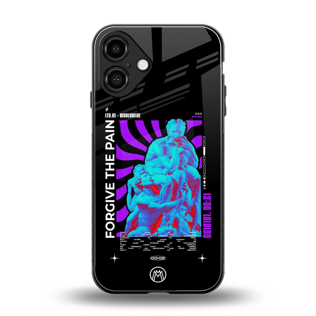 forgive the pain back phone cover | glass case for iphone 16 plus