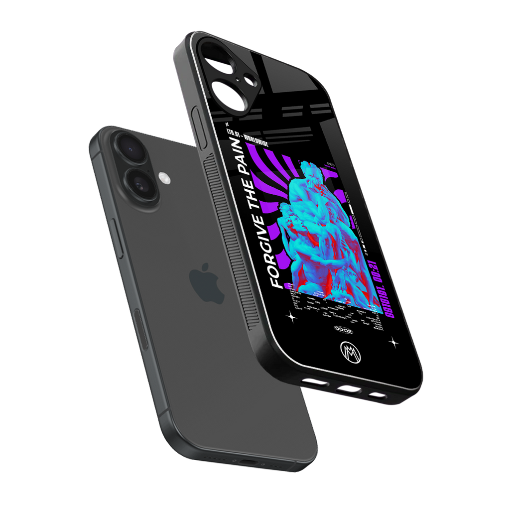 forgive the pain back phone cover | glass case for iphone 16 plus
