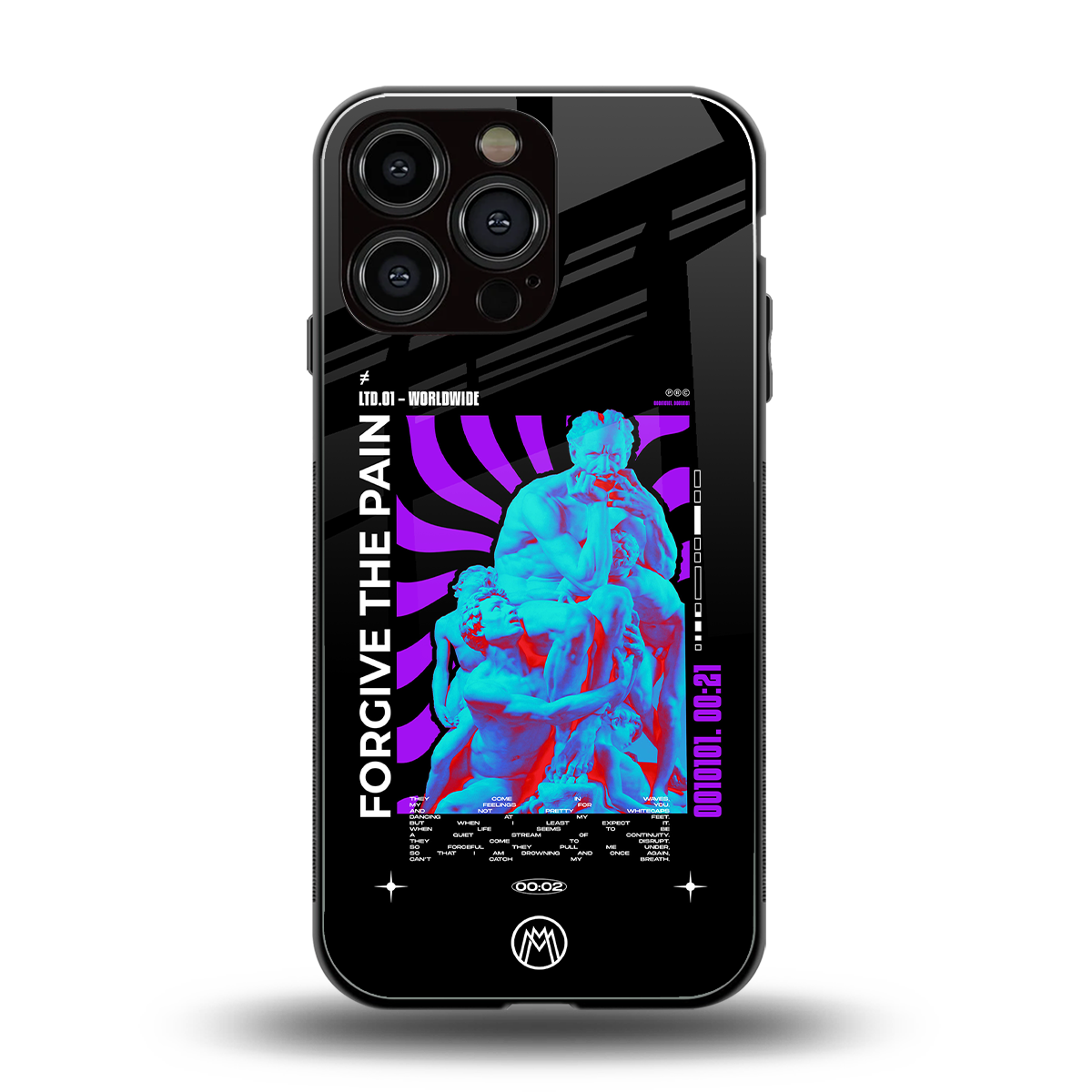 forgive the pain back phone cover | glass case for iphone 16 pro max