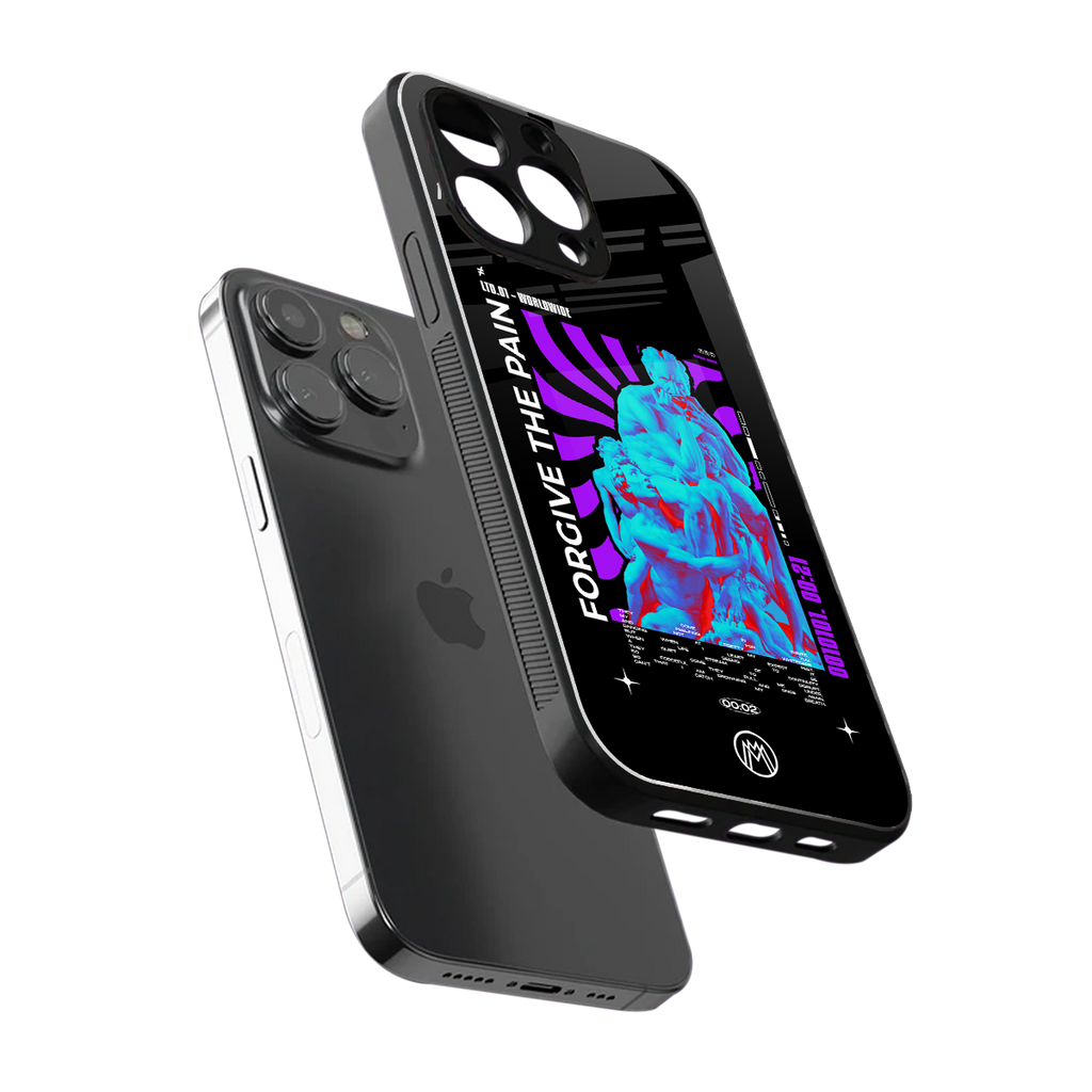 forgive the pain back phone cover | glass case for iphone 16 pro max