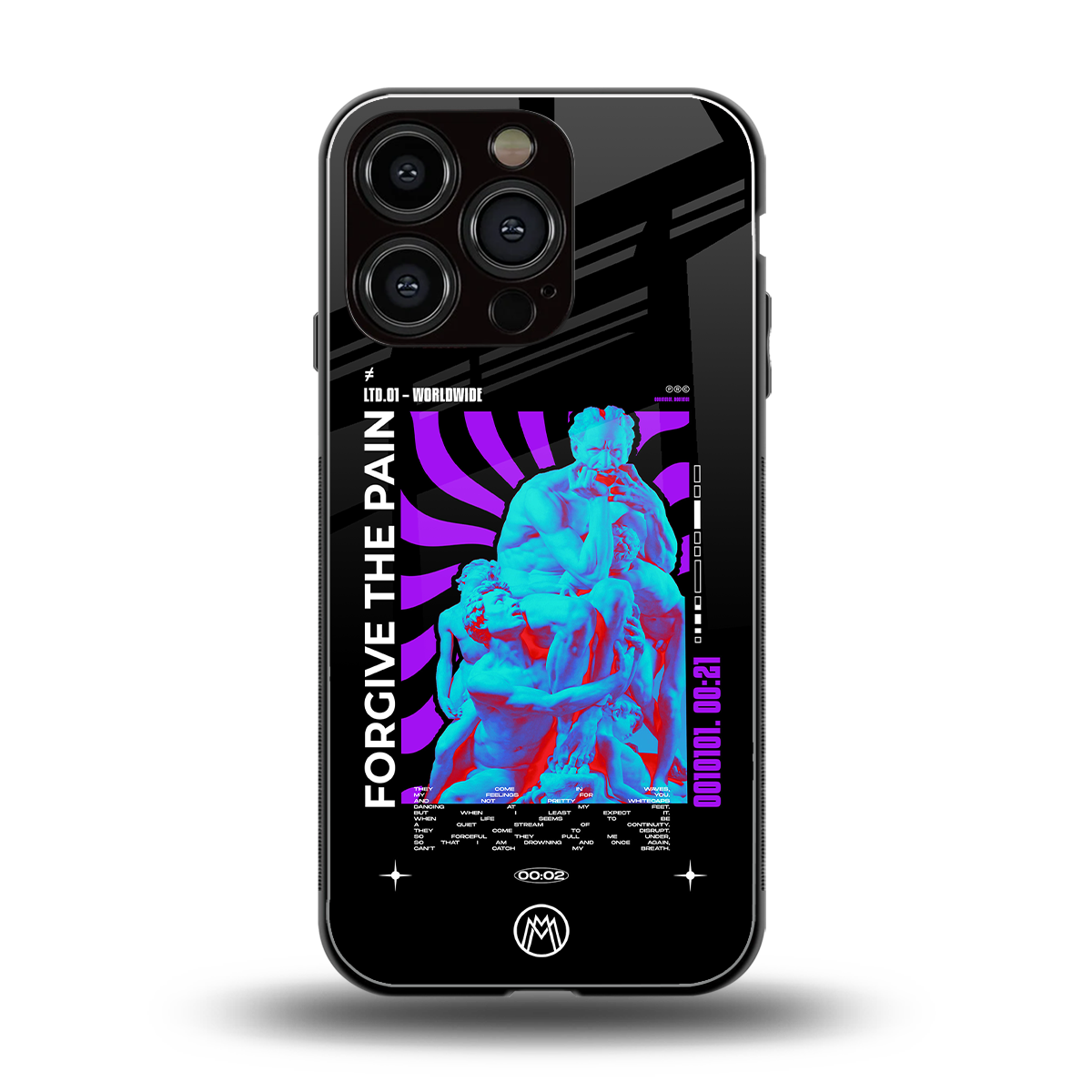 forgive the pain back phone cover | glass case for iphone 16 pro