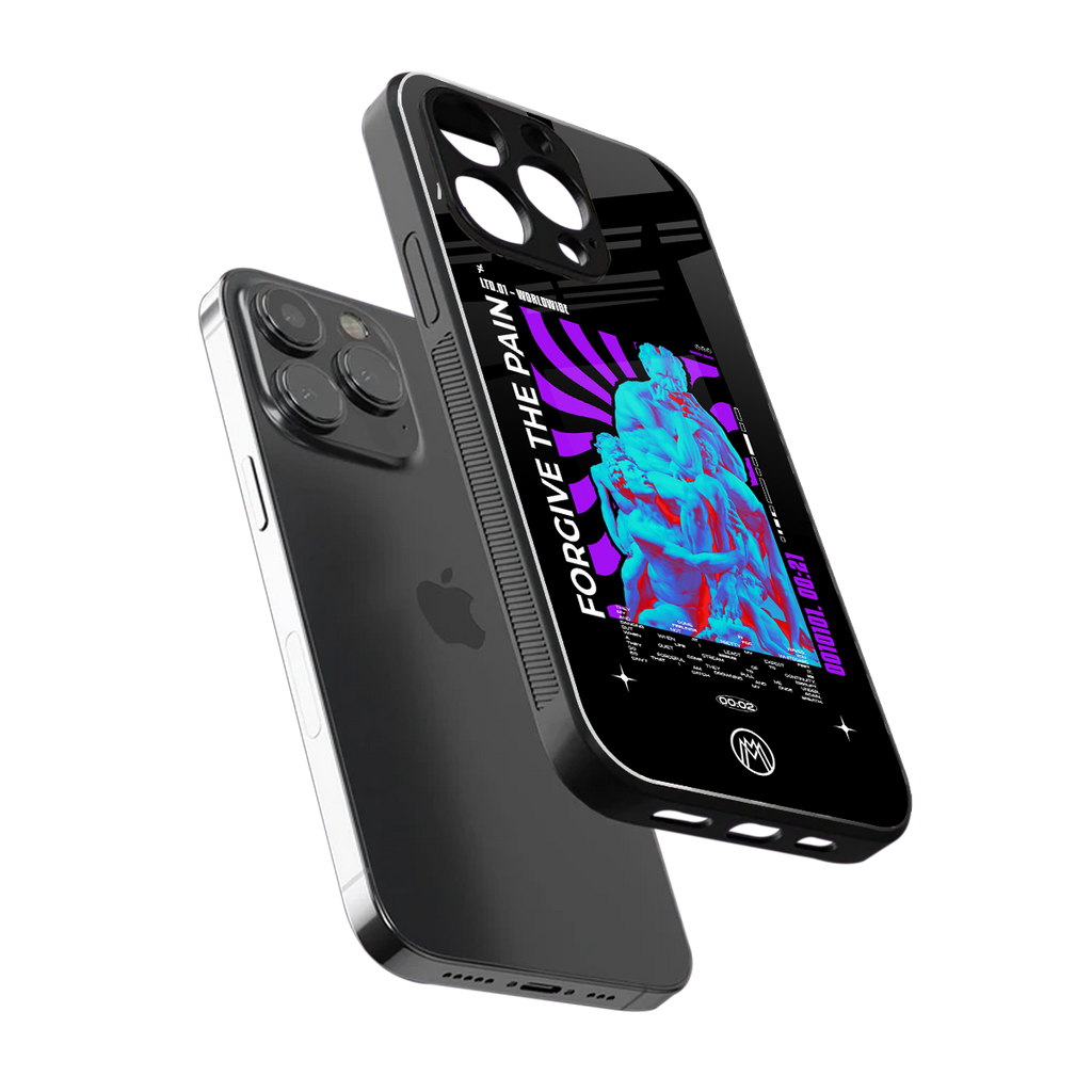 forgive the pain back phone cover | glass case for iphone 16 pro