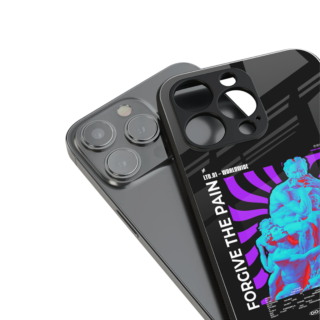 forgive the pain back phone cover | glass case for iphone 16 pro