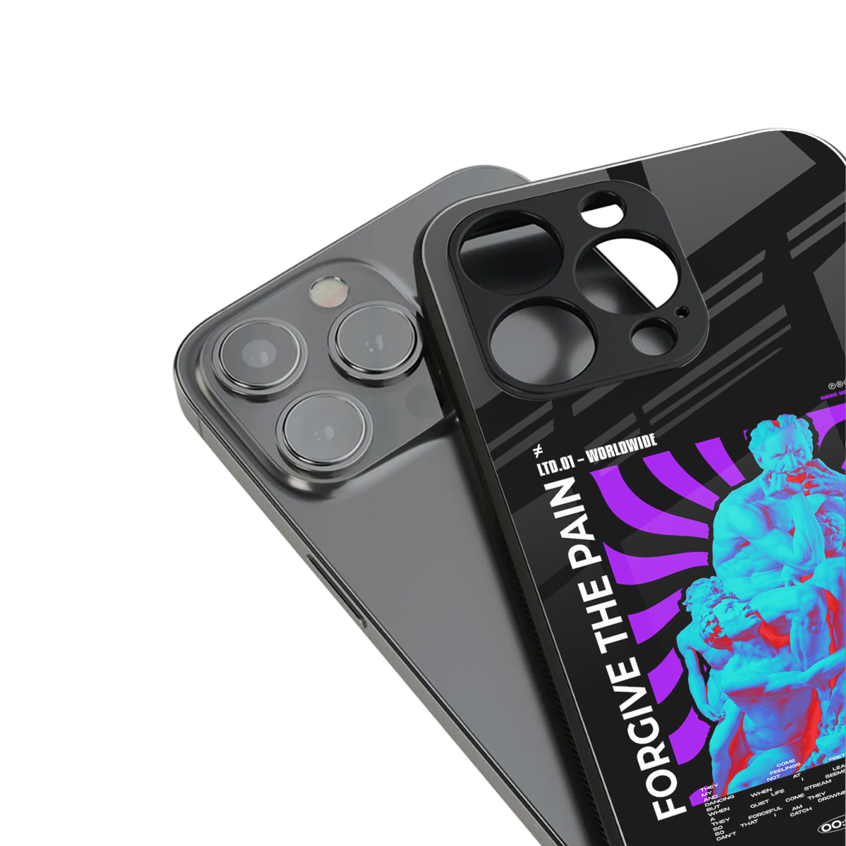 forgive the pain back phone cover | glass case for iphone 16 pro