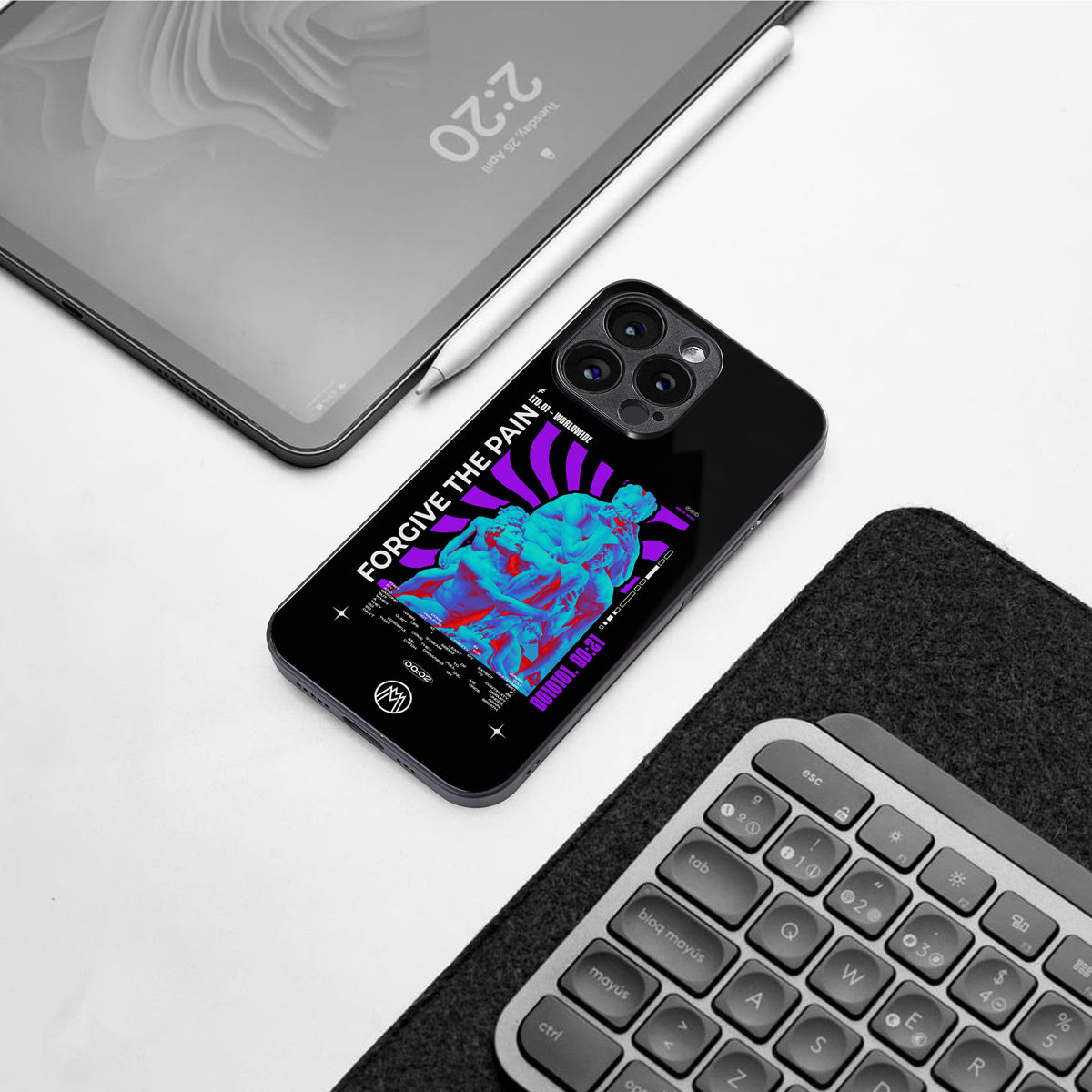 forgive the pain back phone cover | glass case for iphone 16 pro