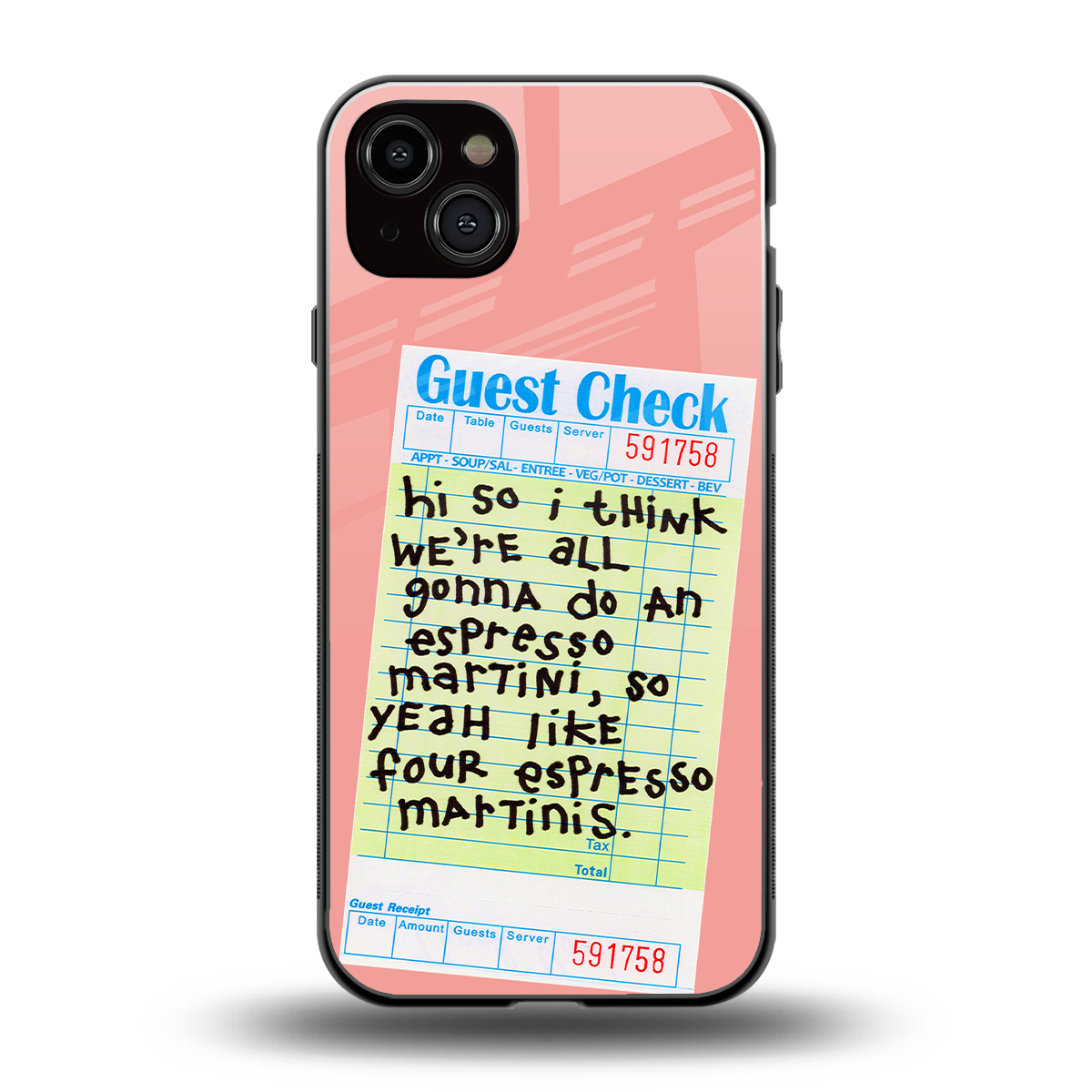 four espresso martinis back phone cover | glass case for iphone 15 plus