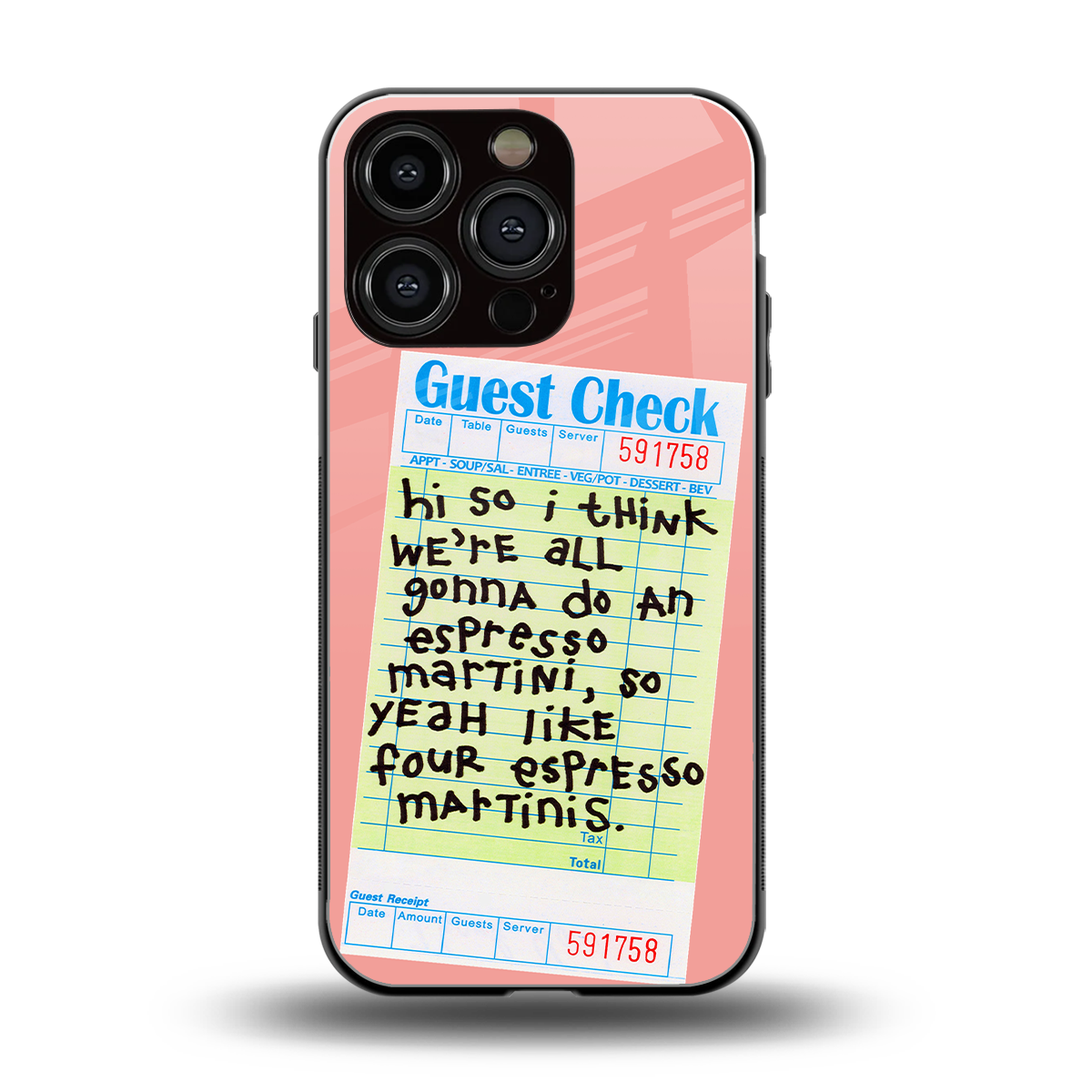 four espresso martinis back phone cover | glass case for iphone 16 pro