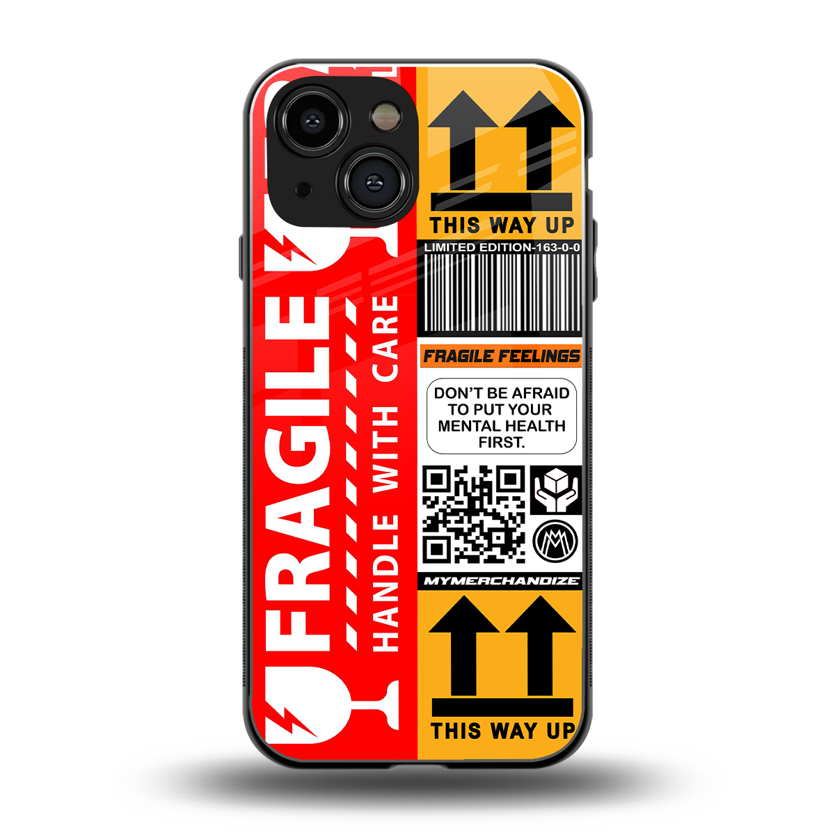 fragile feelings back phone cover | glass case for iphone 13 mini