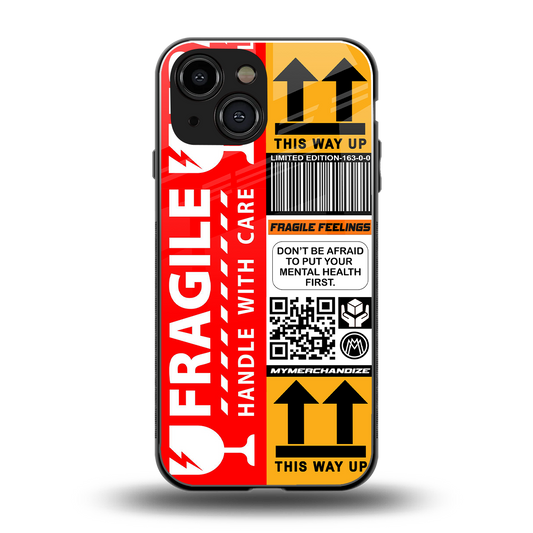 fragile feelings back phone cover | glass case for iphone 13 mini