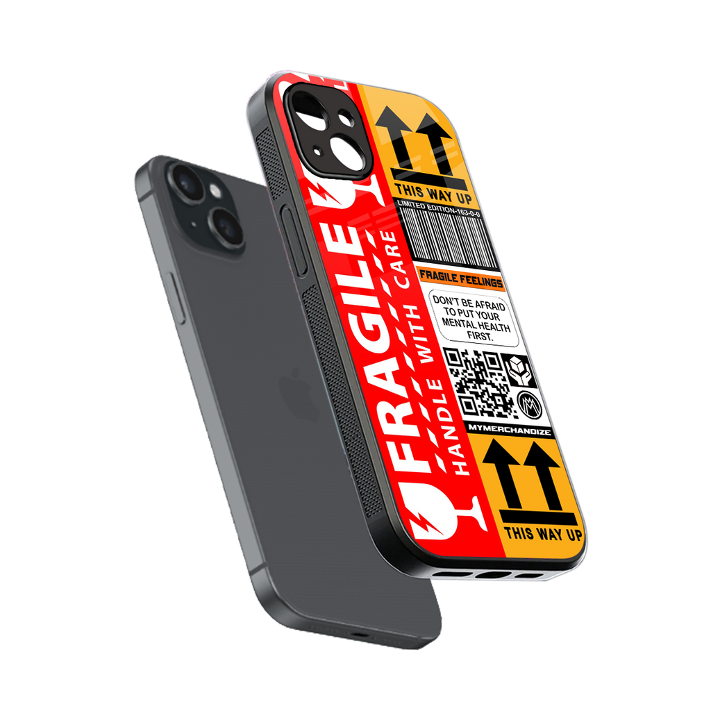 fragile feelings back phone cover | glass case for iphone 15 plus