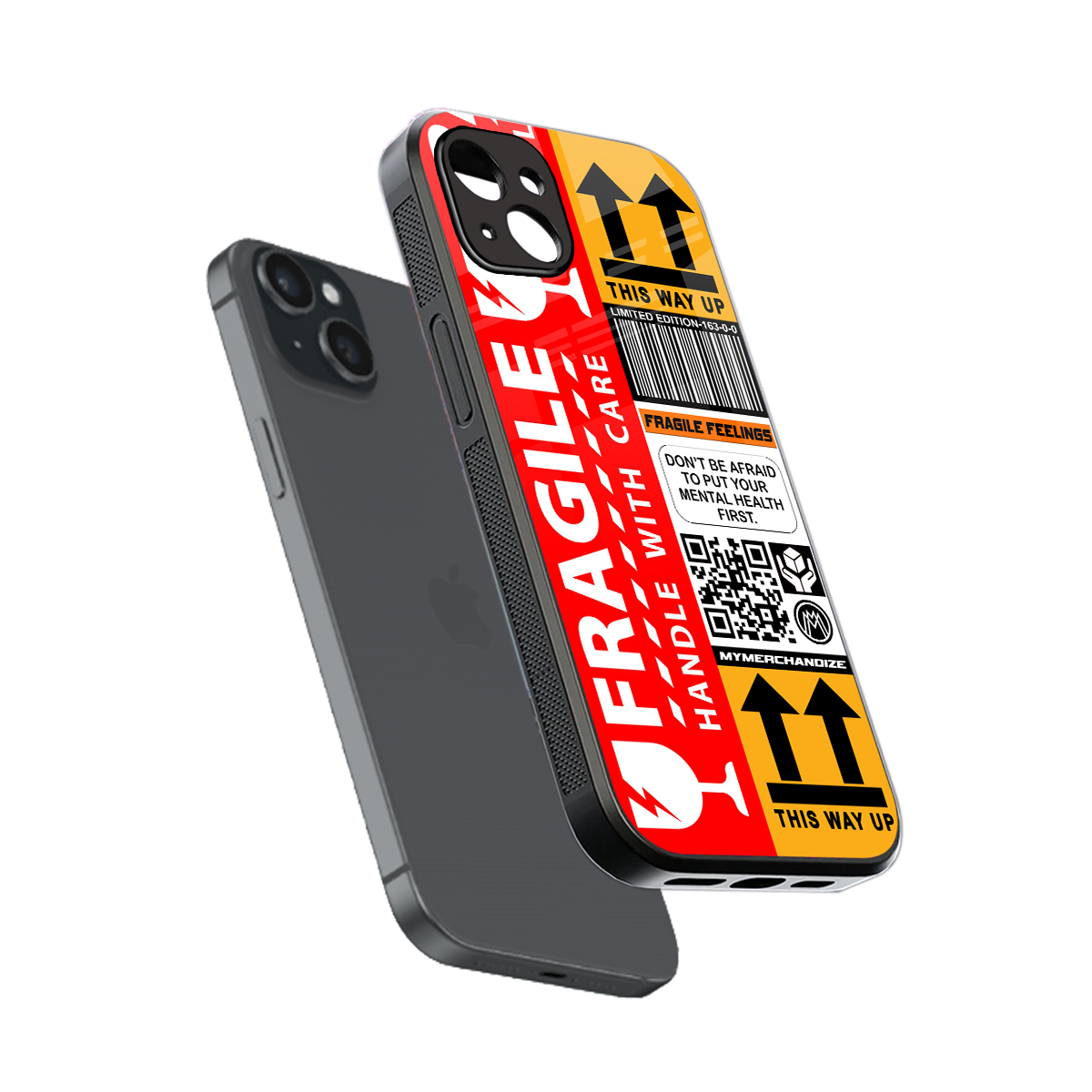 fragile feelings back phone cover | glass case for iphone 15 plus