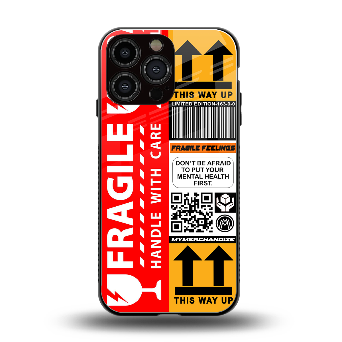 fragile feelings back phone cover | glass case for iphone 15 pro max
