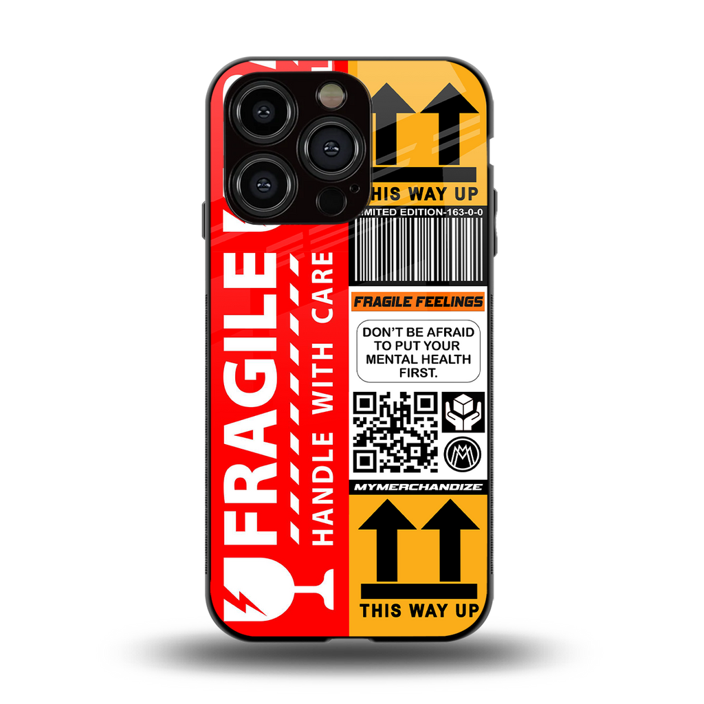 fragile feelings back phone cover | glass case for iphone 15 pro