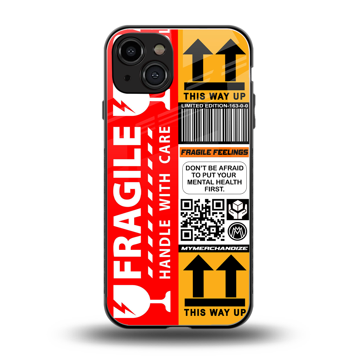 fragile feelings back phone cover | glass case for iphone 15