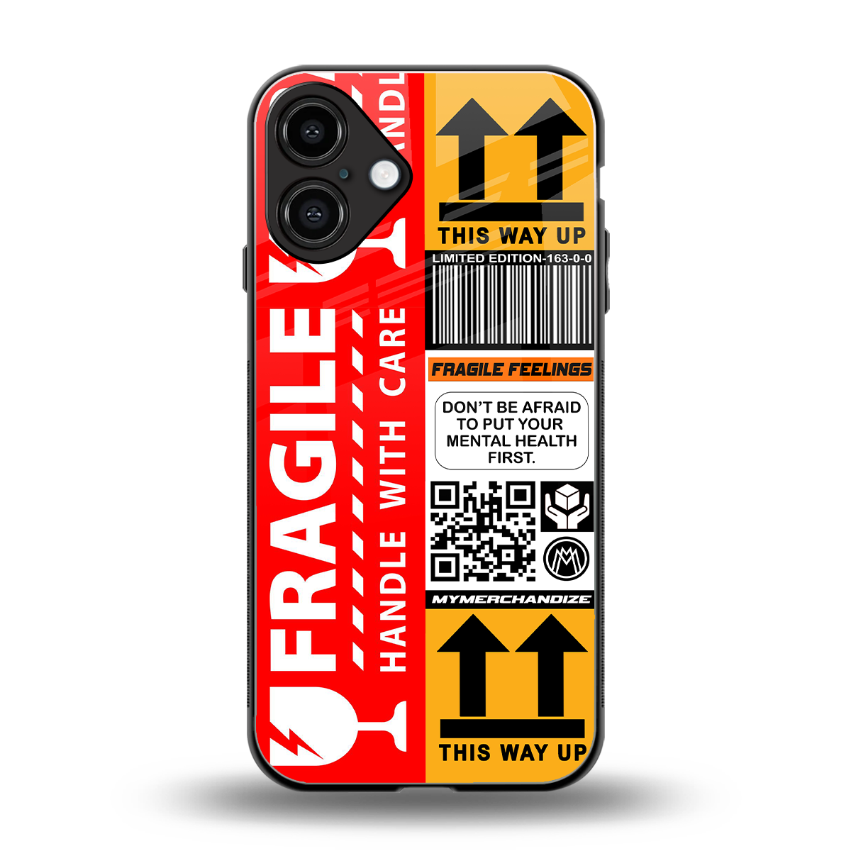 fragile feelings back phone cover | glass case for iphone 16 plus