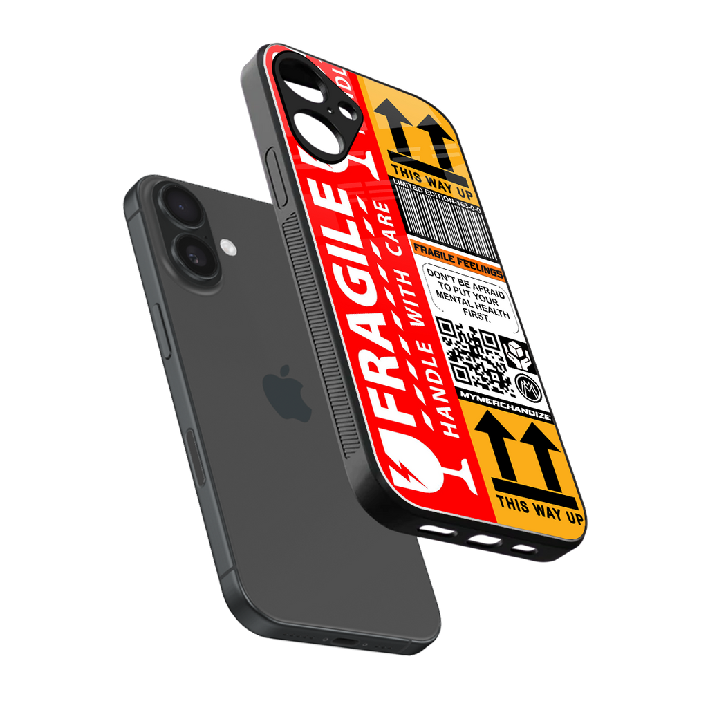 fragile feelings back phone cover | glass case for iphone 16 plus