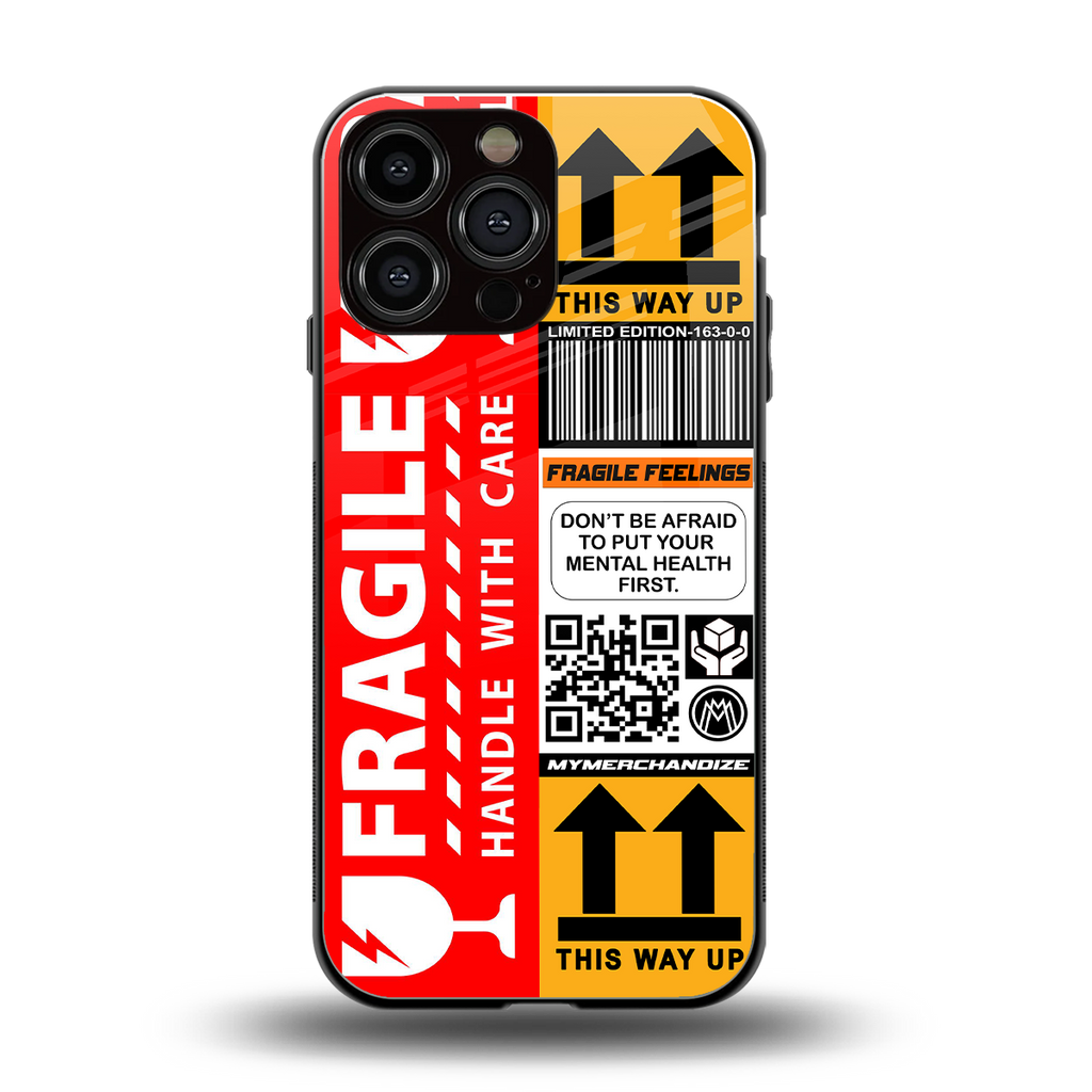 fragile feelings back phone cover | glass case for iphone 16 pro max