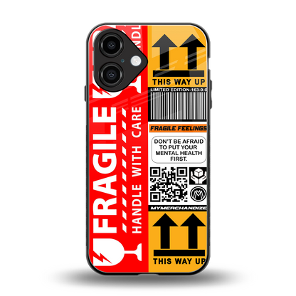 fragile feelings back phone cover | glass case for iphone 16