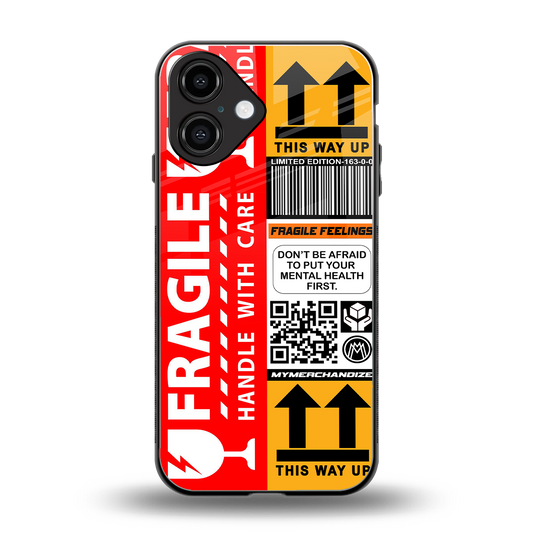 fragile feelings back phone cover | glass case for iphone 16